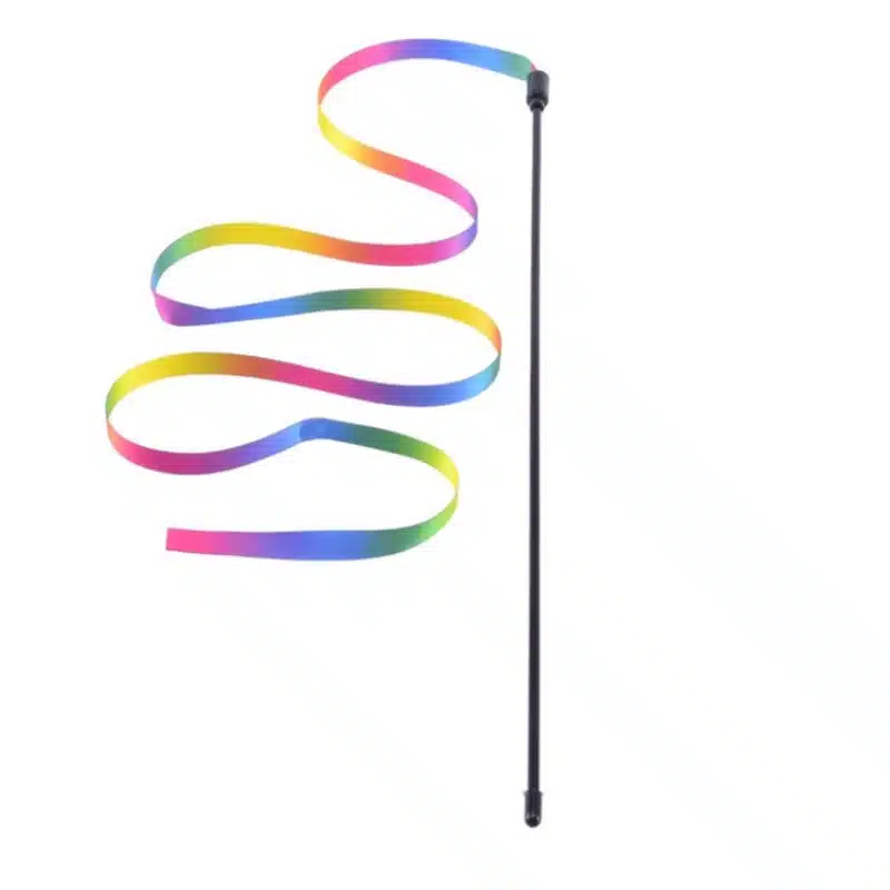 2PCS Pet Cat Toys Cute Funny Rainbow Strips Stick Cat Teaser Wand - Image 6