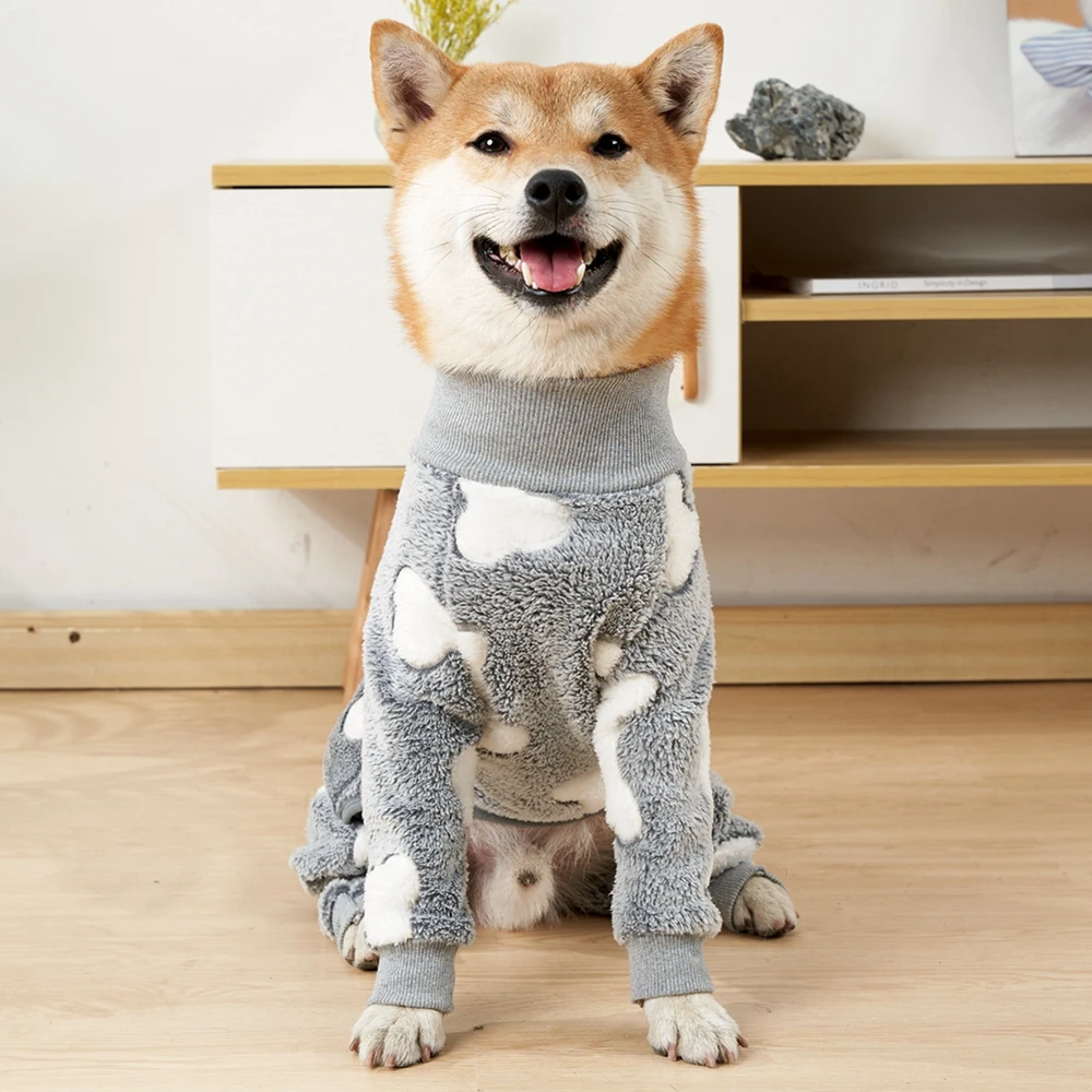 Four Legs Dog Pajamas Puppy Fleece Winter Warm Dog Jumpsuit Cute Pet Clothes Onesies For Medium Large Dogs Labrador Coat - Image 2
