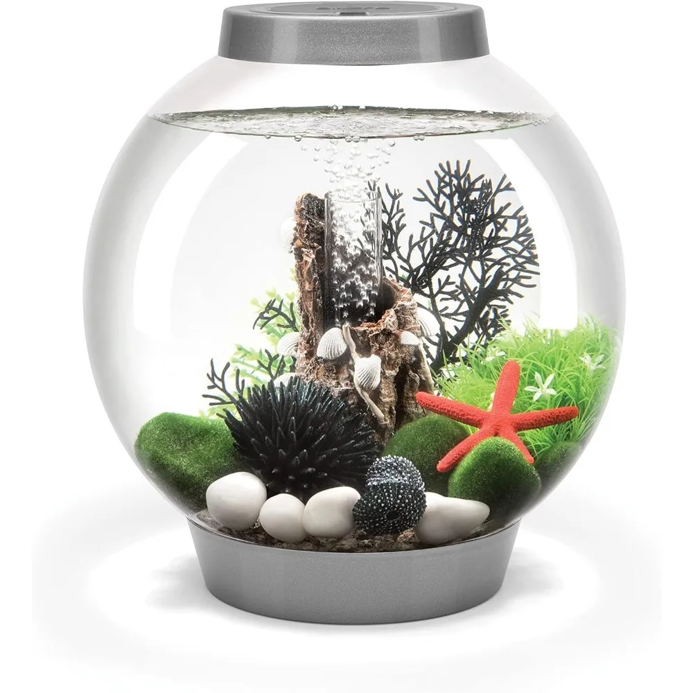 Classic 15 Acrylic 4 Gallon Aquarium With White LED Light Modern Compact Tank for Tabletop or Tabletop Monitor Fishbowl Fish Pet