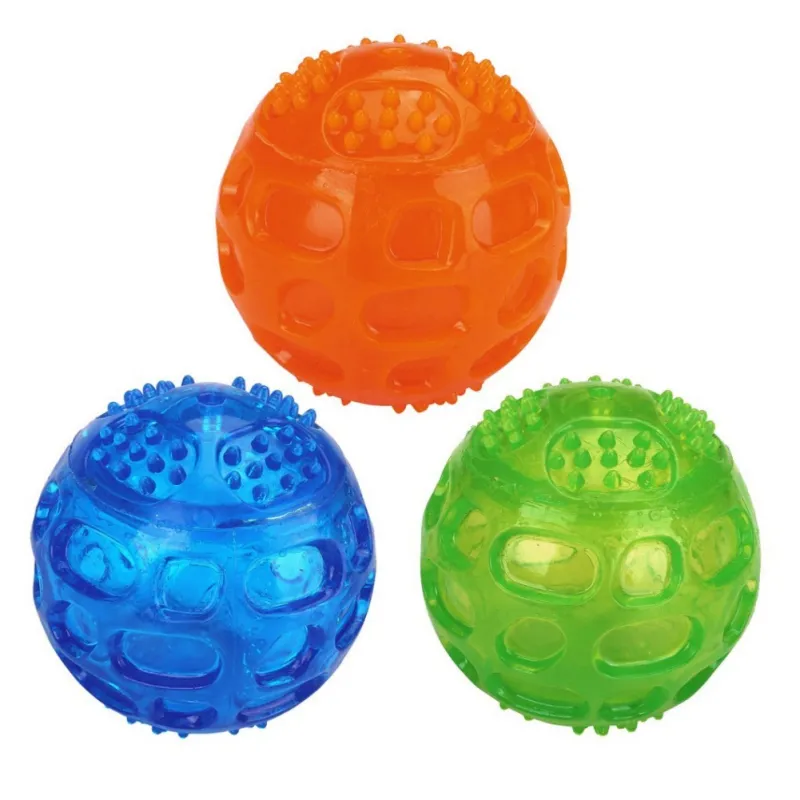 Pet Ball Toys for Dog Cat Puppy Sounding Toy Squeaky Tooth Cleaning Ball Pet Teeth Chew Rubber Toy Pet Dental Care Accessories