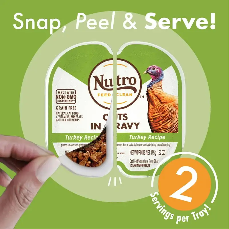 Free Natural Wet Cat Food Cuts in Gravy Turkey Recipe and Chicken Recipe Variety Pack, (12) 2.64 oz. PORTIONS Twin-Pack Trays - Image 4