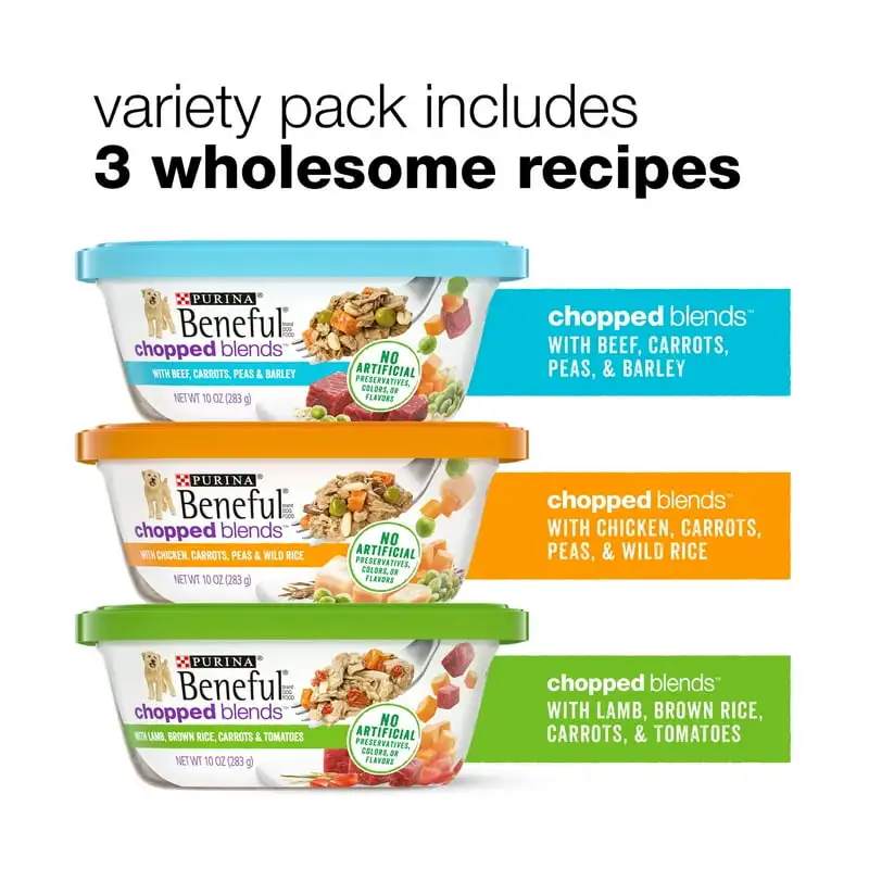 Purina Blends Wet Dog Food Variety Pack Beef Chicken, 10 oz Tubs (12 Pack) - Image 2