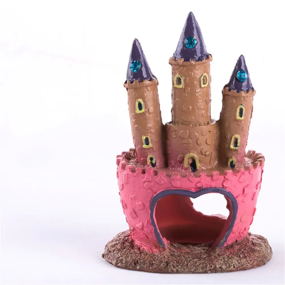 Ornaments Fish Tank Cartoon Pink Princess Castle Aquariums Decorations Resin Castle Tower Aquarium Home Decoration Pet Supplies - Image 5