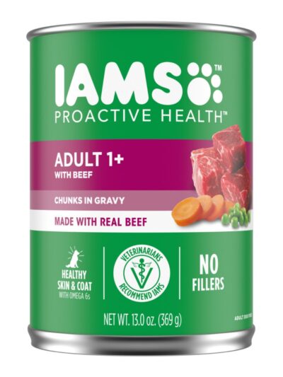 IAMS Proactive Health Chunks Adult Wet Dog Food Beef, Rice, Carrots & Green Beans in Gravy 12.3oz
