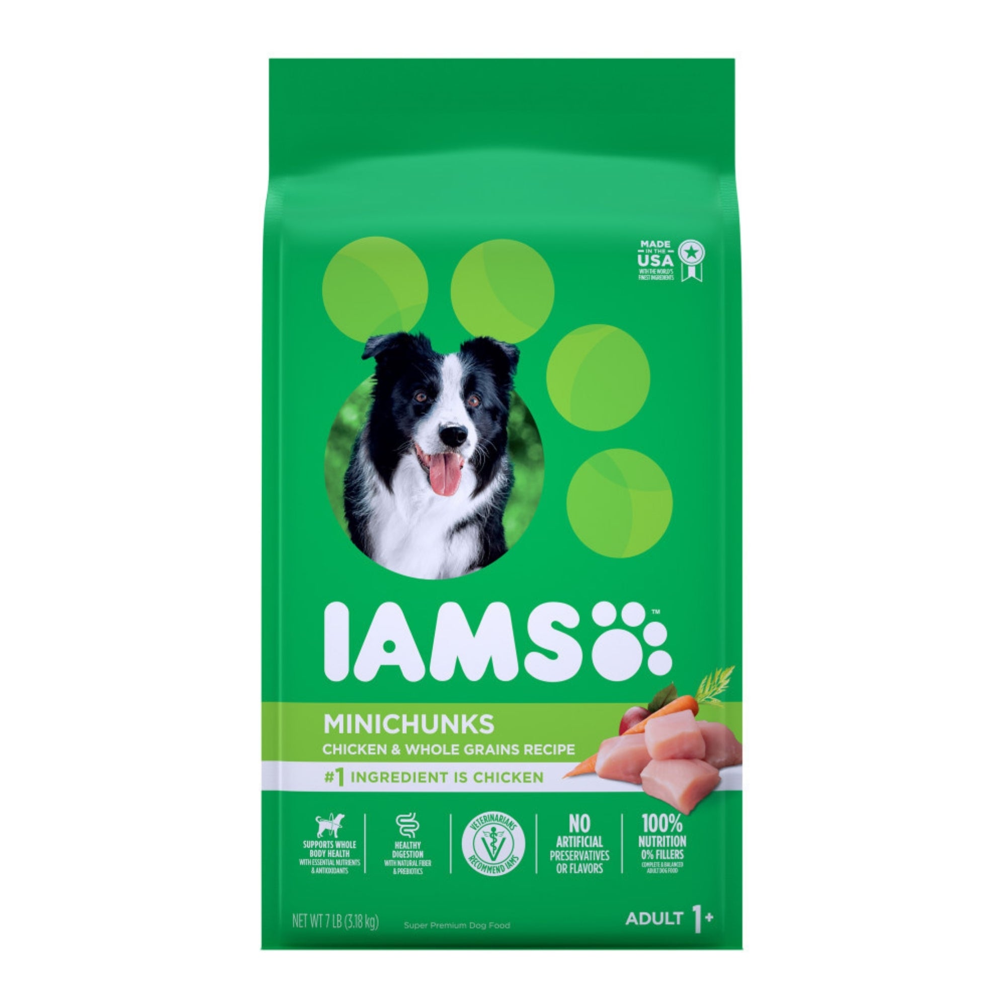 IAMS Minichunks Small Kibble High Protein Adult Dry Dog Food Real Chicken 7lb