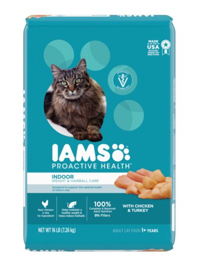 IAMS Proactive Health Weight Control & Hairball Care Indoor Adult Dry Cat Food Chicken & Turkey 16lb