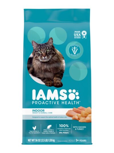 IAMS Proactive Health Weight Control & Hairball Care Indoor Adult Dry Cat Food Chicken & Turkey 3.5lb