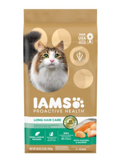IAMS ProActive Health Adult Long Hair Dry Cat Food Chicken & Salmon 3lb