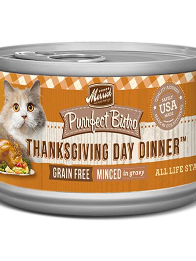 Merrick Cat Purrfect Bistro Grain Free Minced Thanksgiving Day Dinner  3oz. (Case of 24)