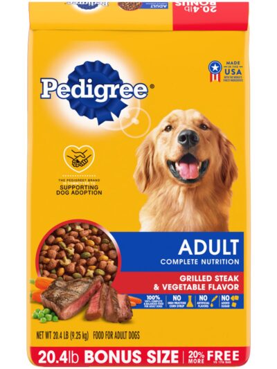 Pedigree Complete Nutrition Adult Dry Dog Food Grilled Steak & Vegetable 20lb