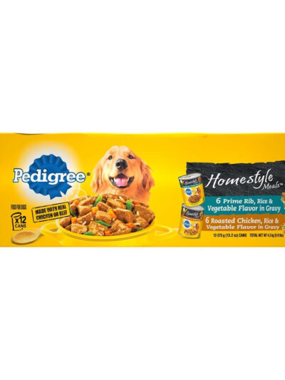 Pedigree Homestyle Meals Adult Wet Dog Food Variety Pack (Prime Rib, Roasted Chicken) 13.2oz 12pk