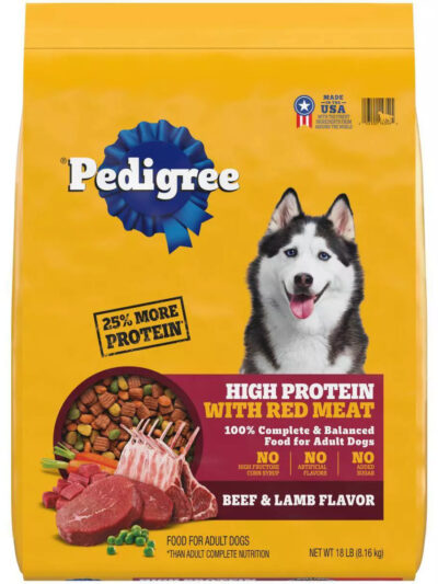 Pedigree High Protein Adult Dry Dog Food w/Red Meat Beef & Lamb 18lb