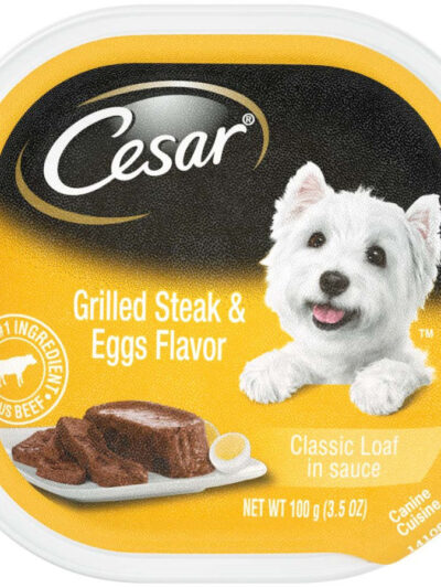 Cesar Sunrise Classic Loaf in Sauce Adult Wet Dog Food Grilled Steak & Eggs 3.5oz 24pk