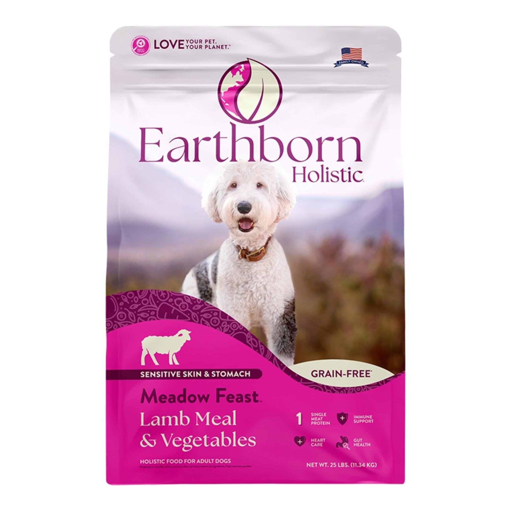 Earthborn Holistic Meadow Feast Grain-Free Dry Dog Food Lamb Meal & Vegetables 25lb