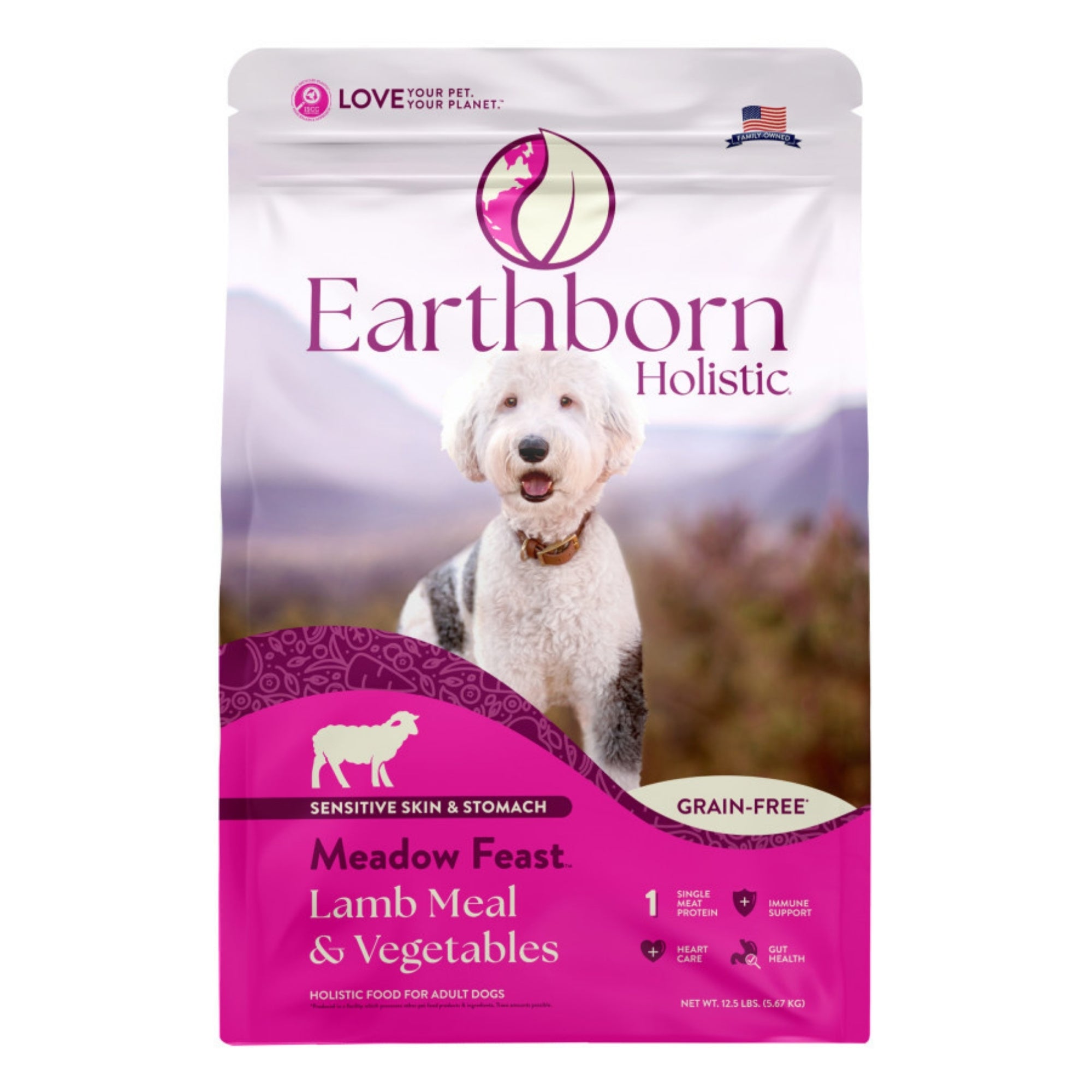 Earthborn Holistic Meadow Feast Grain-Free Dry Dog Food Lamb Meal & Vegetables 12.5lb