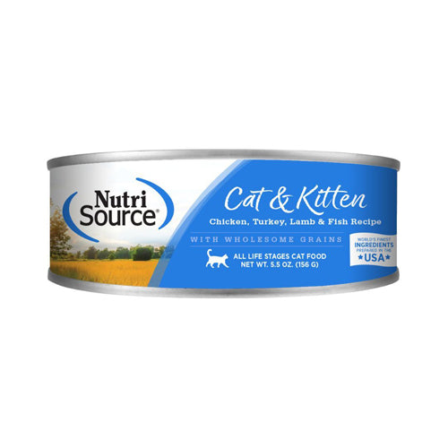 NutriSource Cat & Kitten All Life Stages Canned Cat Food Chicken, Turkey, Lamb & Fish 5.5oz