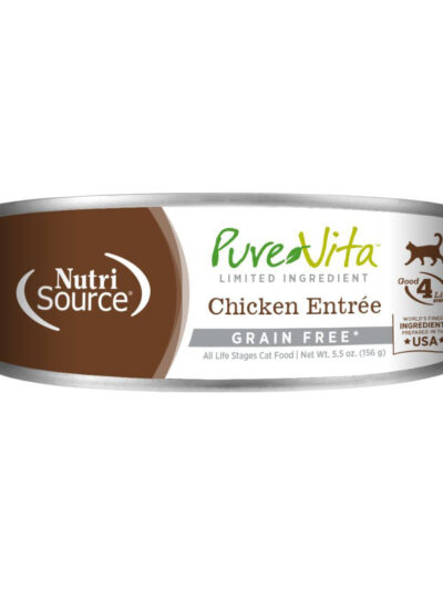 NutriSource PureVita LID Grain Free Canned Cat Food Chicken EntrÃ©e 5.5oz