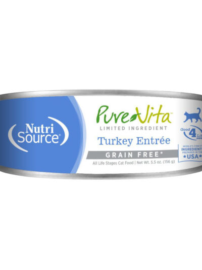 NutriSource PureVita LID Grain Free Canned Cat Food Turkey EntrÃ©e 5.5oz