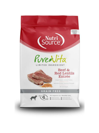 NutriSource PureVita LID Grain Free Dry Dog Food Beef & Red Lentils EntrÃ©e 25lb