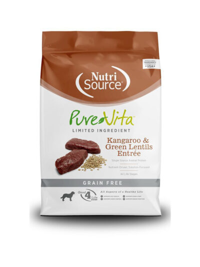 NutriSource PureVita LID Grain Free Dry Dog Food Kangaroo & Green Lentils EntrÃ©e 25lb
