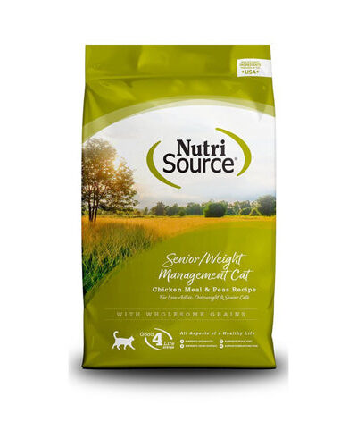 NutriSource Senior Weight Management Dry Cat Food Chicken Meal & Peas 16lb
