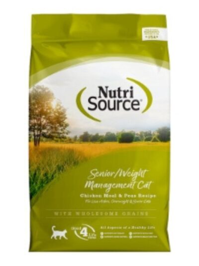 NutriSource Senior Weight Management Dry Cat Food Chicken Meal & Peas 4lb