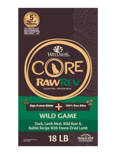 Wellness Dog Core Rawrev Wildgame 18Lb Duck Lamb Boar Rabbit