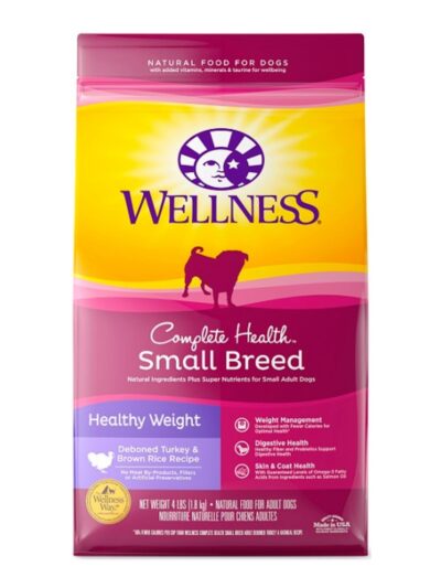Wellness Dog Small Breed Healthy Weight 4Lb Turkey Brown Rice Complete Health