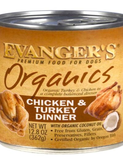 Evanger's Organics Wet Dog Food Chicken & Turkey 12.8oz 12pk