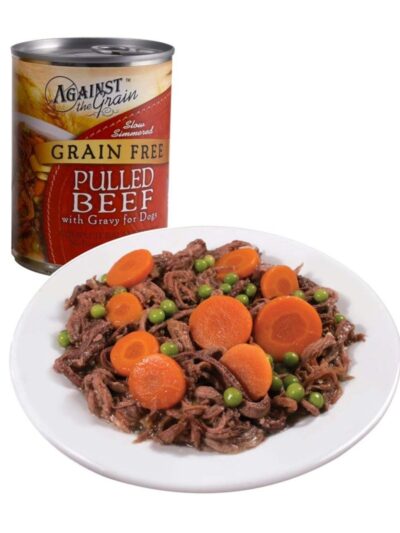 Against the Grain Hand Pulled Adult Wet Dog Food Beef w/Gravy 12oz