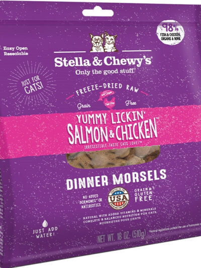Stella and Chewys Cat Freeze-Dried Dinner Yummy Salmon and Chicken 18oz.