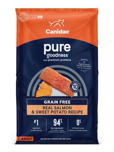 CANIDAE PURE Farm To Bowl GrainFree LID Dry Dog Food Salmon Sweet Potato, 1ea/22 lb