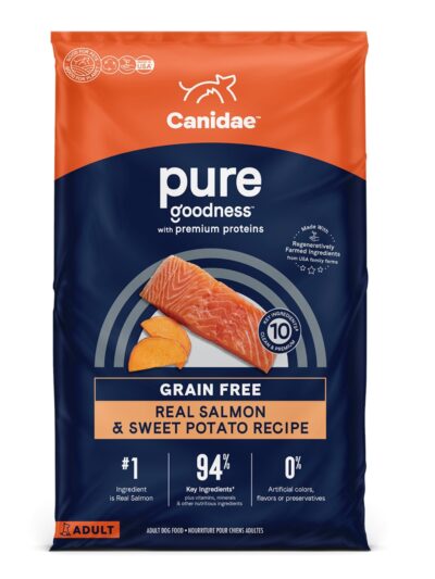 CANIDAE PURE Farm To Bowl GrainFree LID Dry Dog Food Salmon Sweet Potato, 1ea/4 lb