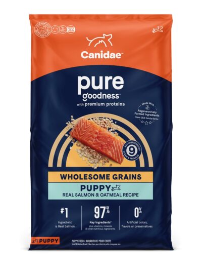 CANIDAE PURE Farm To Bowl w/Wholesome Grains Dry Puppy Food Salmon Oatmeal, 1ea/22 lb
