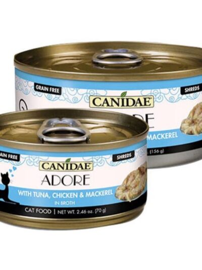 CANIDAE PURE Goodness Canned Cat Food Tuna, Chicken  Mackerel in Broth, 24ea/2.46 oz