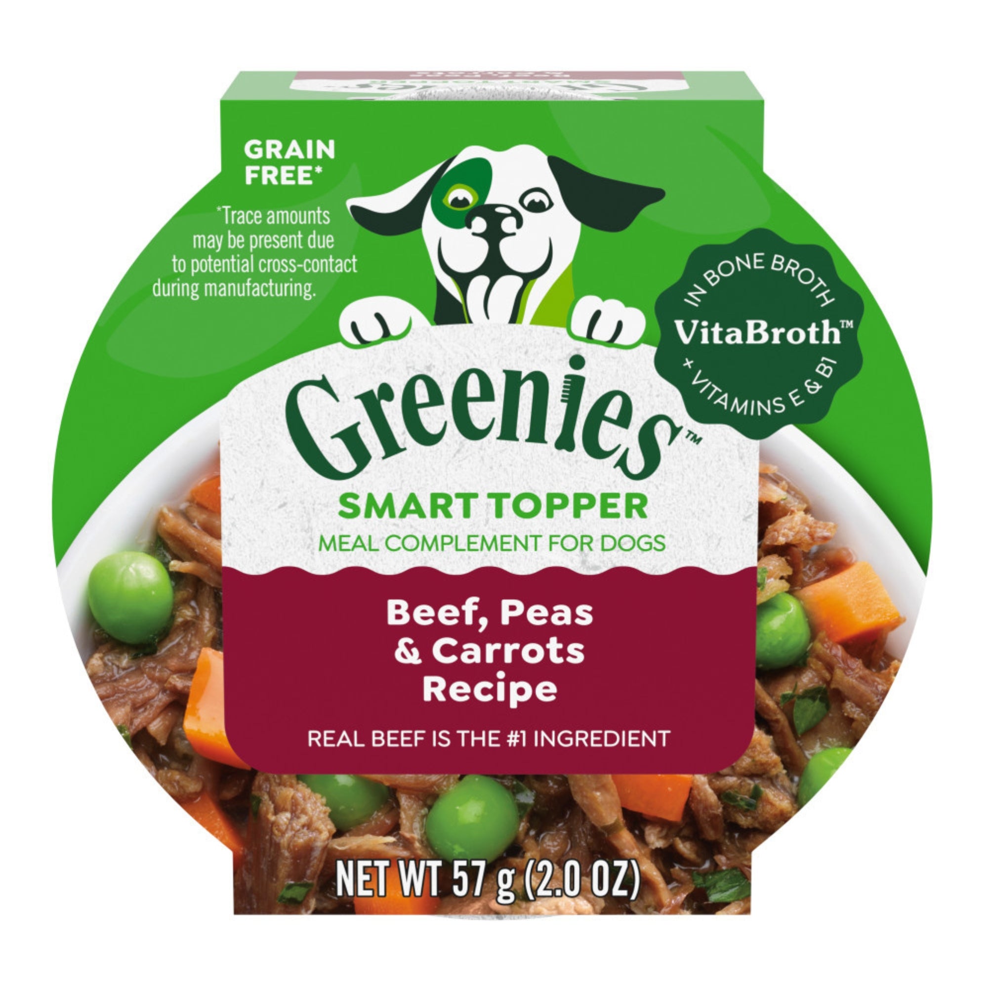 Greenies Smart Topper GrainFree Meal Compliment for Dogs Beef, Peas Carrots, 10ea/2 oz