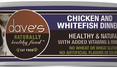 Daves Naturally Healthy Cat Food; Chicken and White Fish Dinner 5.5oz. (Case of 24)
