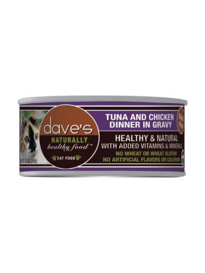 Daves Naturally Healthy Cat Food  Tuna and Chicken Dinner In Gravy 3Oz (Case of 24)