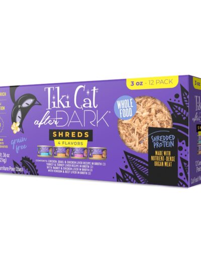 Tiki Pet Cat After Dark Shreds 3oz. Variety Pack (Case of 12)