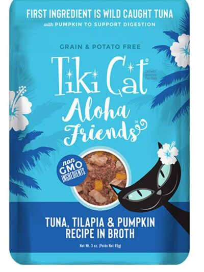 Tiki Pets Cat Aloha Tuna; Tilapia and Pumpkin 3oz. Pouch (Case of 12)