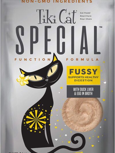 Tiki Pets Cat Special FUSSY with Duck Liver and Egg in Broth 2.4oz. (Case of 12)