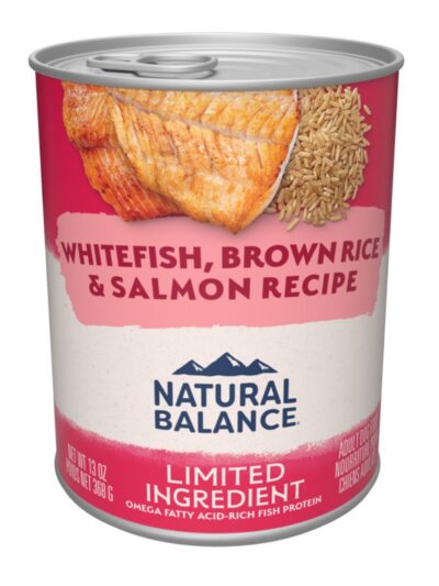 Natural Balance Pet Foods Limited Ingredient Canned Dog Food Whitefish, Brown Rice & Salmon 13oz
