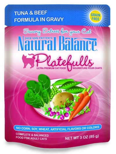 Natural Balance Pet Foods Ultra Platefulls Morsels in Gravy Wet Cat Food Tuna & Beef in Gravy 24ea/3 oz