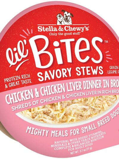 Stella and Chewys Dog Lil Bites Savory Stew Chicken and Liver 2.7oz. (Case of 12)