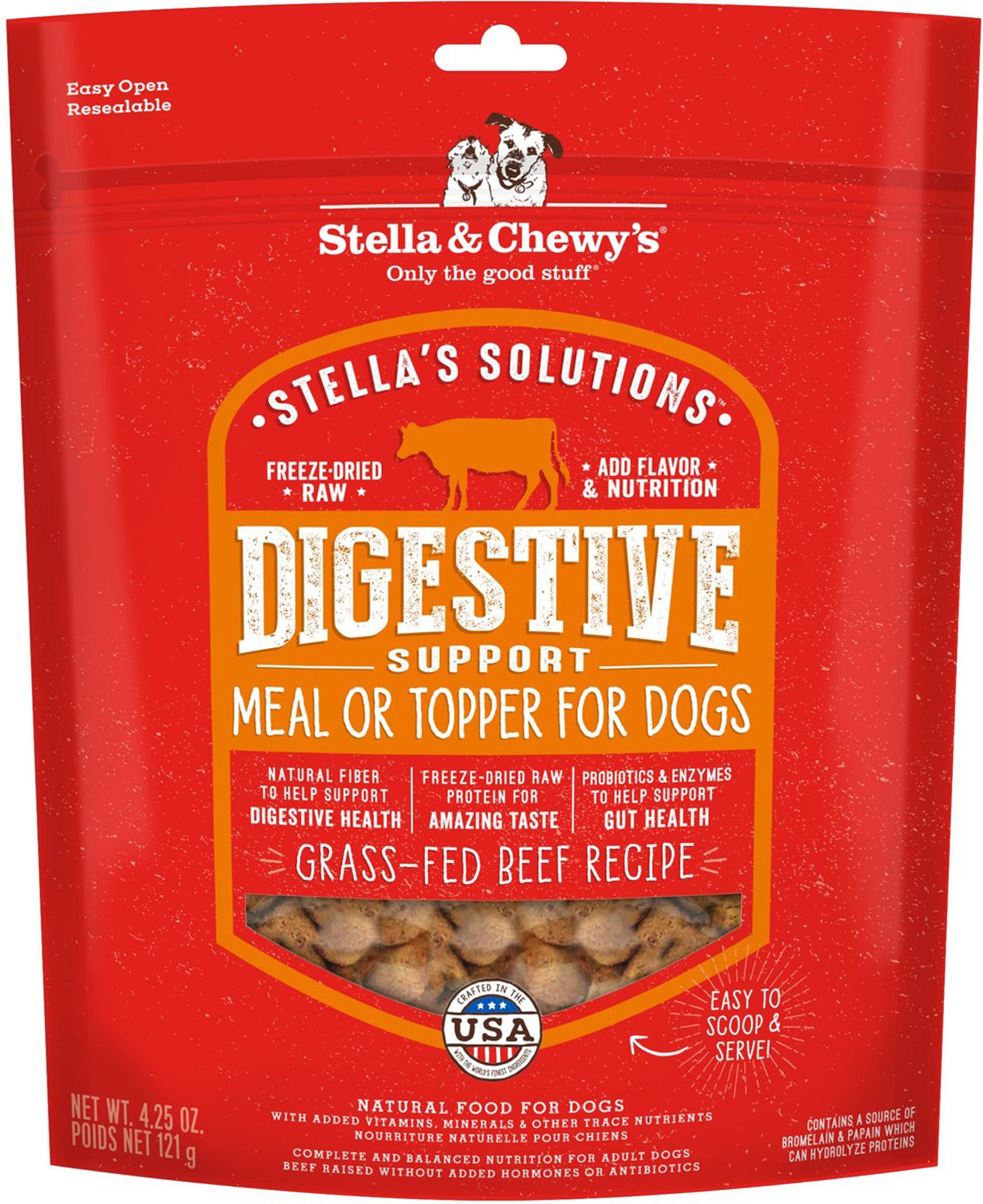 Stella And Chewys Dog Solutions Digestive Support Beef 4.25oz.