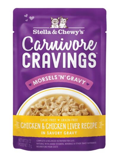 Stella and Chewys Carnivore Cravings MorselsNGravy Chicken and Chicken Liver Recipe 2.8oz. (Case of 24)