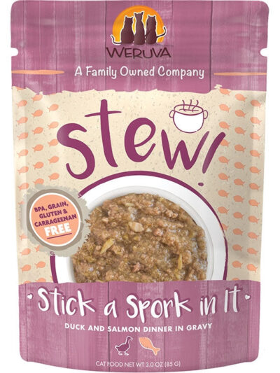 Weruva Cat Stew! Stick a Spork in It Duck & Salmon Dinner in Gravy 3oz. Pouch (Case of 12)
