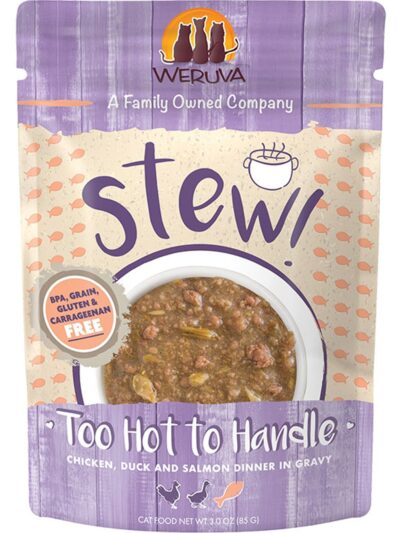 Weruva Cat Stew! Too Hot To Handle Chickenm, Duck and Salmon 3oz. Pouch (Case of 12)