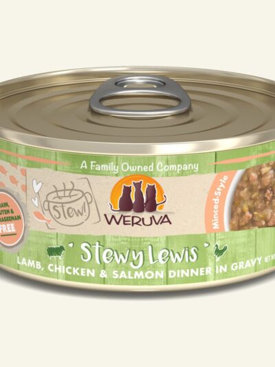 Weruva Cat Stewy Lewis Lamb; Chicken and Salmon Dinner in Gravy 5.5oz (Case of 8)