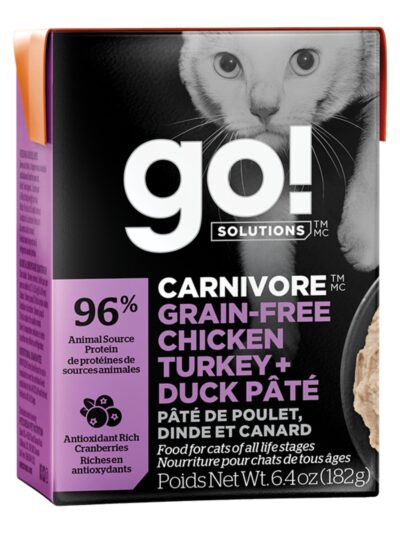 Go! Cat Carnivore Grain Free Pate Chicken, Turkey & Duck 6.4oz. (Case of 24)